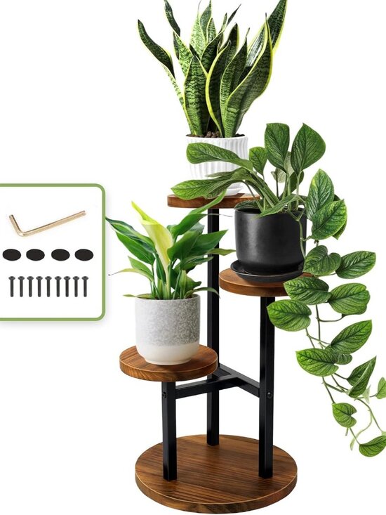 Other - 3 Tier Plant Stand, Tall Metal Wood Shelf Holder for Indoor, Outdoor Display Rac